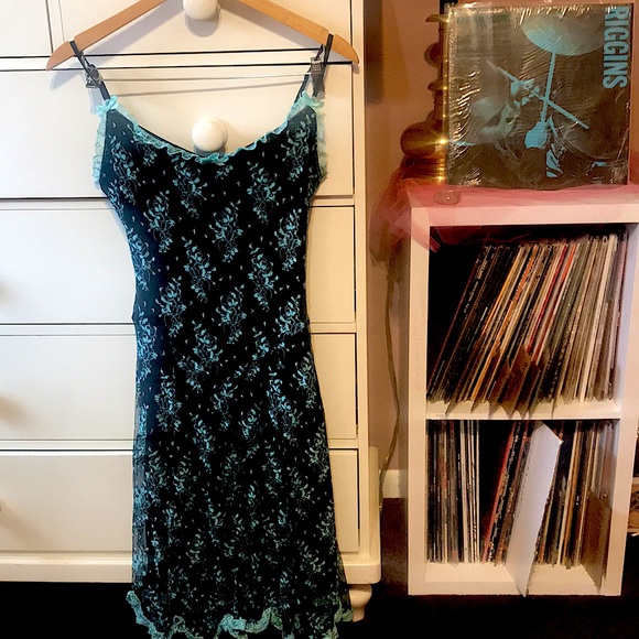 Betsey Johnson Dresses & Skirts - Betsy Johnson Vintage Y2k Milkmade Lace Bias Cut Midi Mesh Embroidered Dress